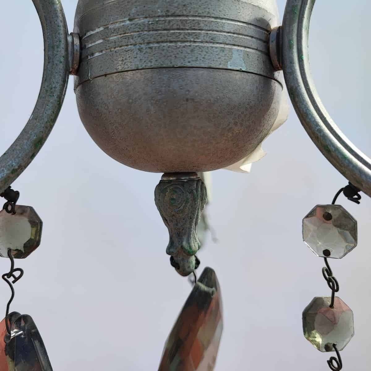 Vintage Chandelier In Metal And Glass Drops photo vinterior