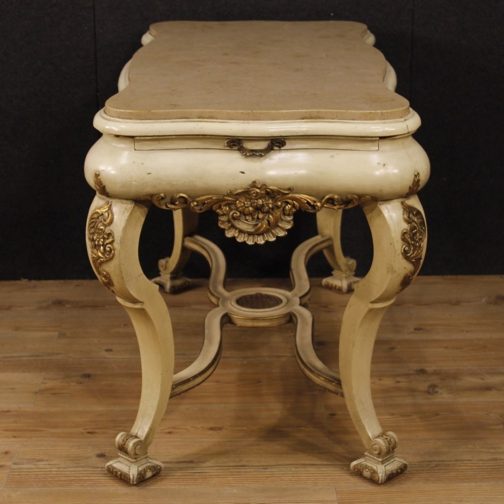 Dutch Lacquered And Gilded Table With Marble Top photo vintage