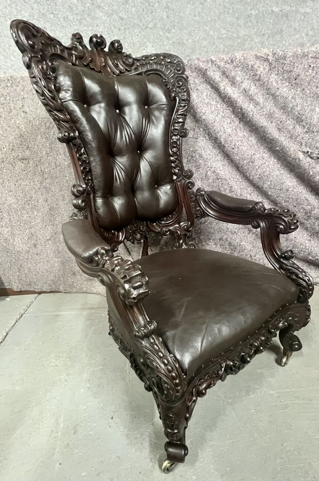 Furniture Superb Large Victorian Mahogany Armchair photo