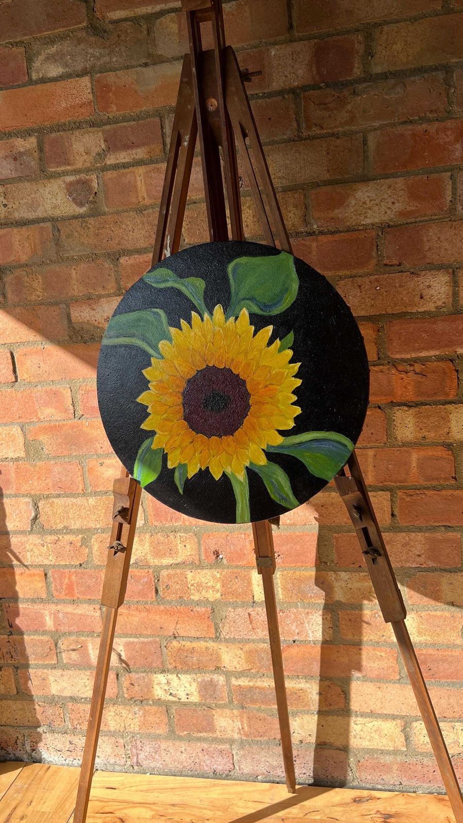 photo furniture Contemporary Sunflower Painting On Round Canvas By Margaret Mcandrew