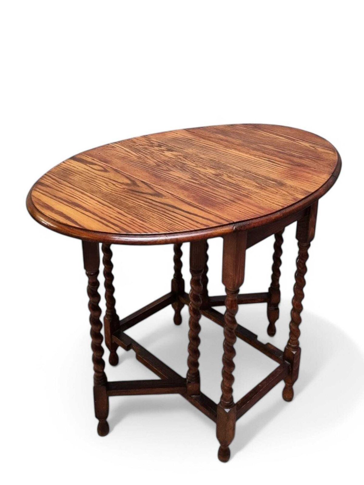 Antique English Drop Leaf Table / Barley Twist / 1890s 1900s photo for sale
