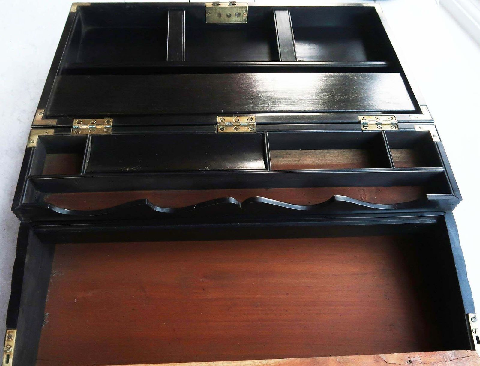 photo buy Antique Anglo Indian Fluted Writing Box With Secret Drawers. Early 19th Century