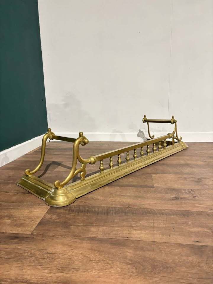 Ornate Victorian Brass Fender photo vintage