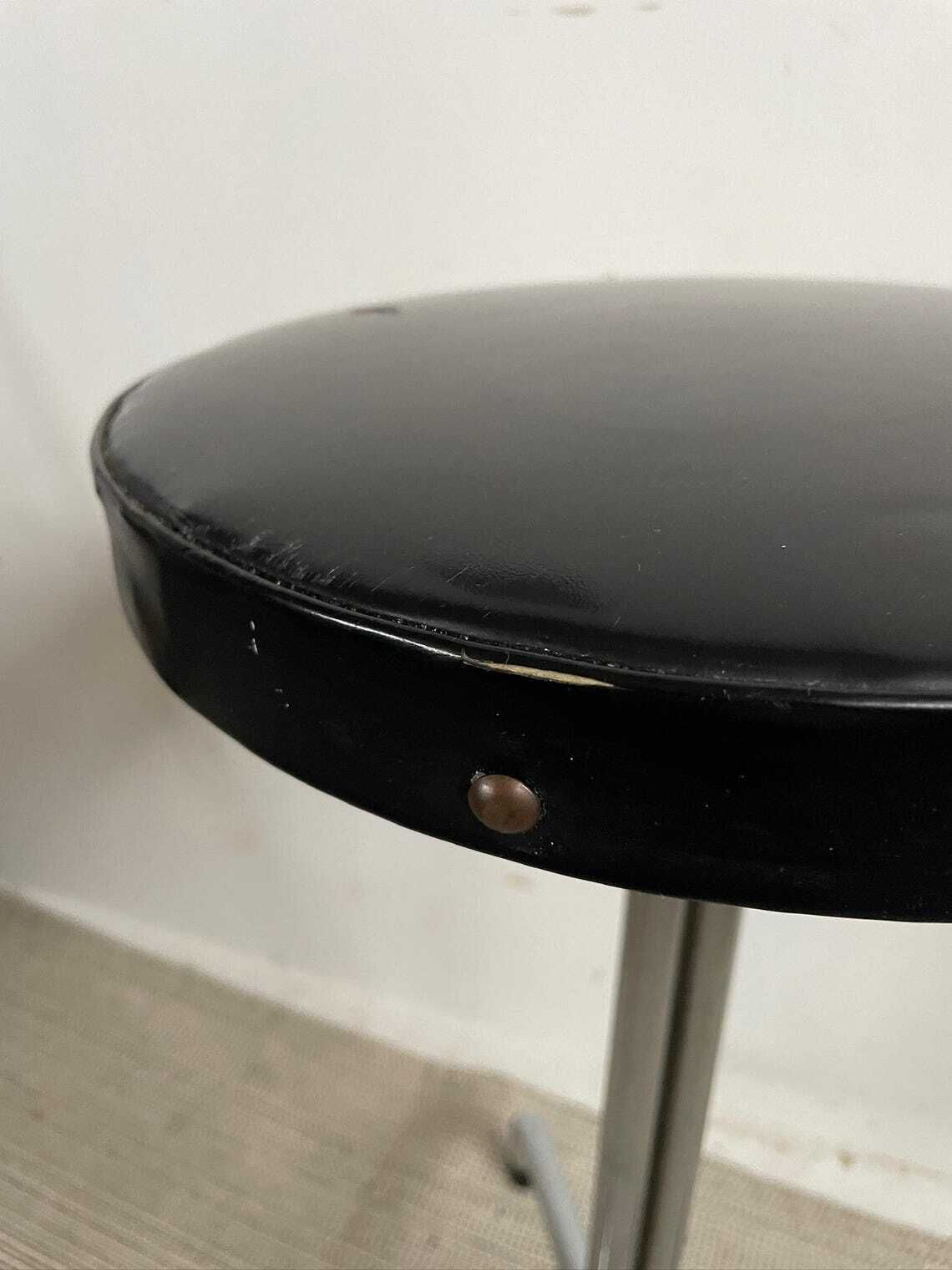 Vintage Brabantia Metal Tripod Tubular Steel Stool With Black Vinyl Seat photo 80.0