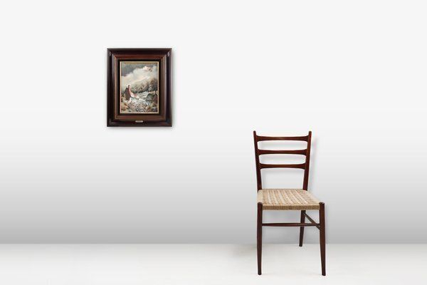 Landscape With Houses, 1950s, Oil On Canvas, Framed photo furniture