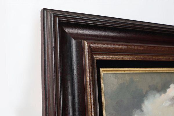 photo furniture Landscape With Houses, 1950s, Oil On Canvas, Framed