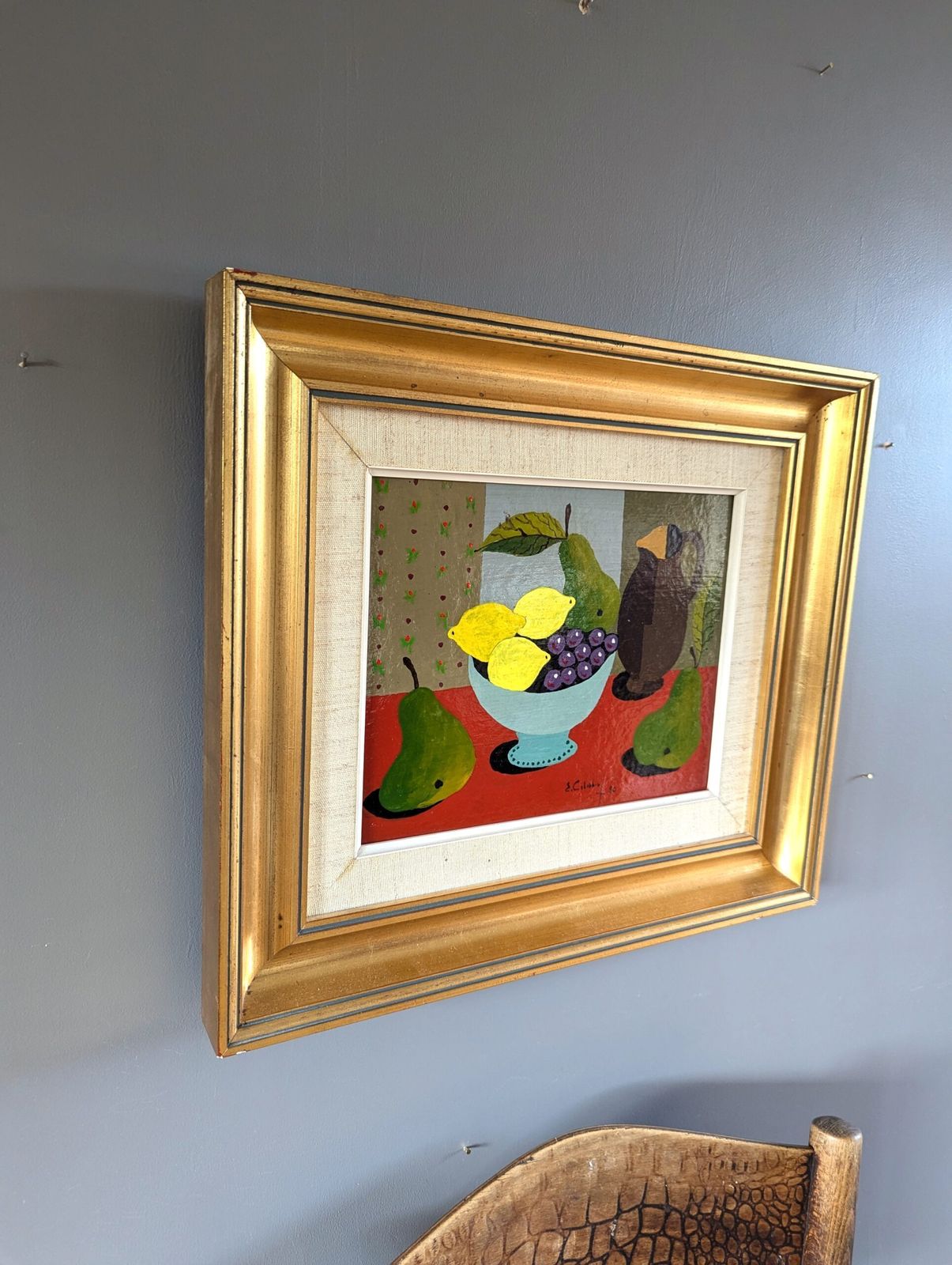 Lemon & Pears Oil Painting, 1980s photo furniture