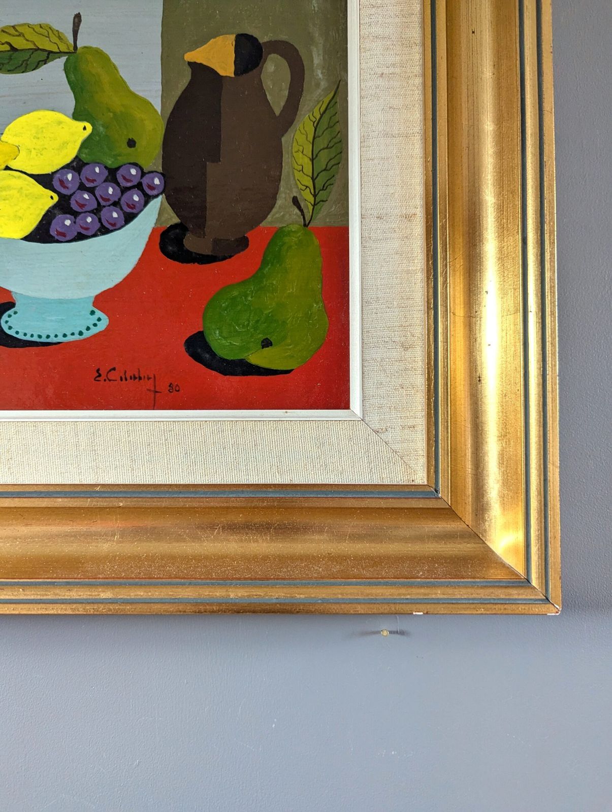 Lemon & Pears Oil Painting, 1980s photo 1334.0