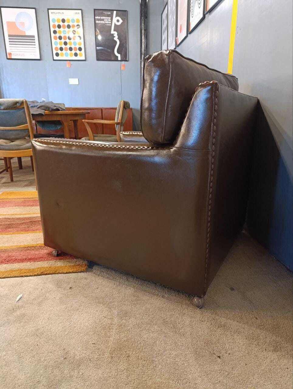 Vintage Restored Leather Armchair   Handmade In Chelsea Bordeaux photo vinterior