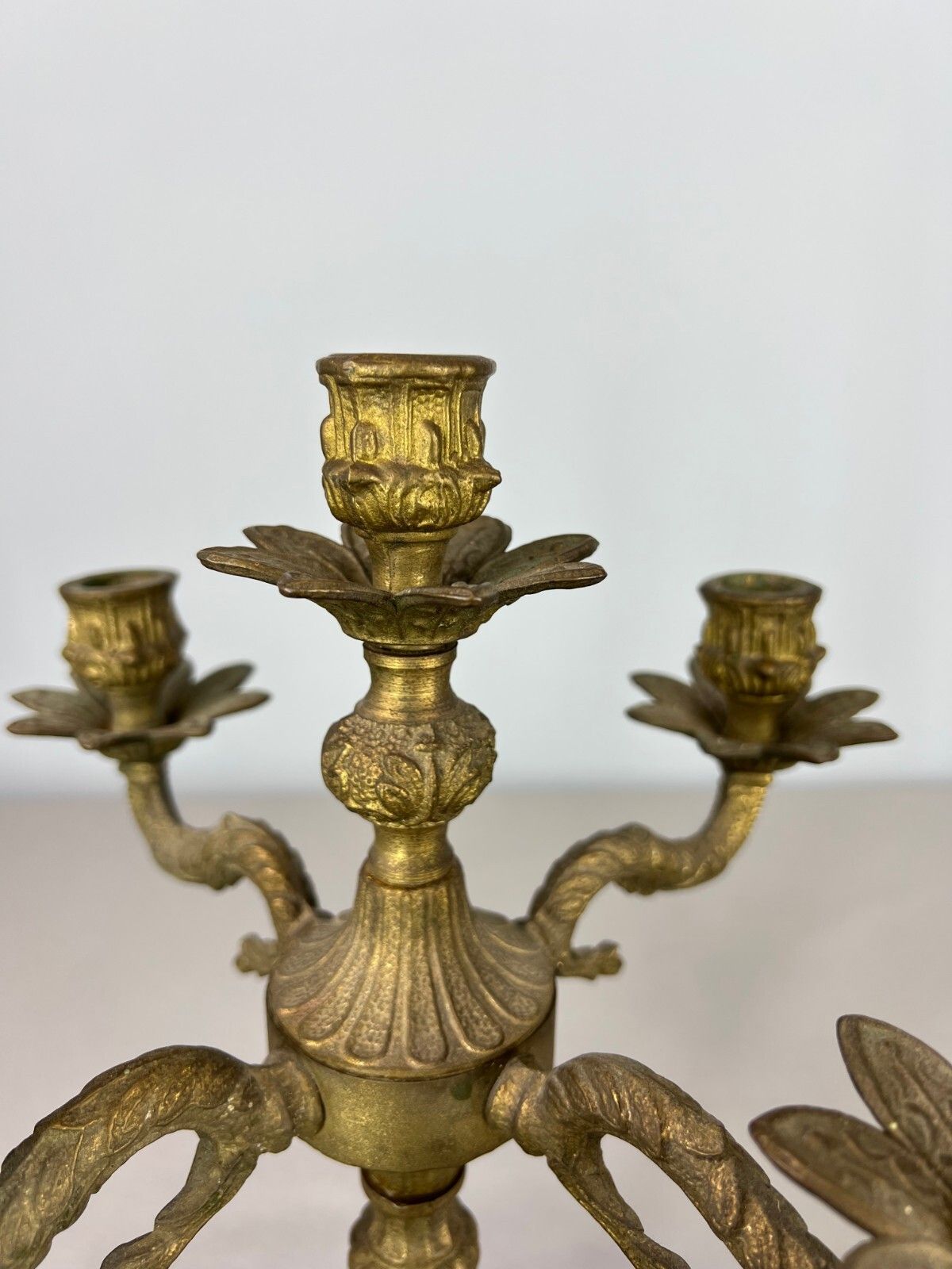 Antique French Brass Candelabra – Ornate 5 Arm Candle Holder (Lot 3604) photo buy