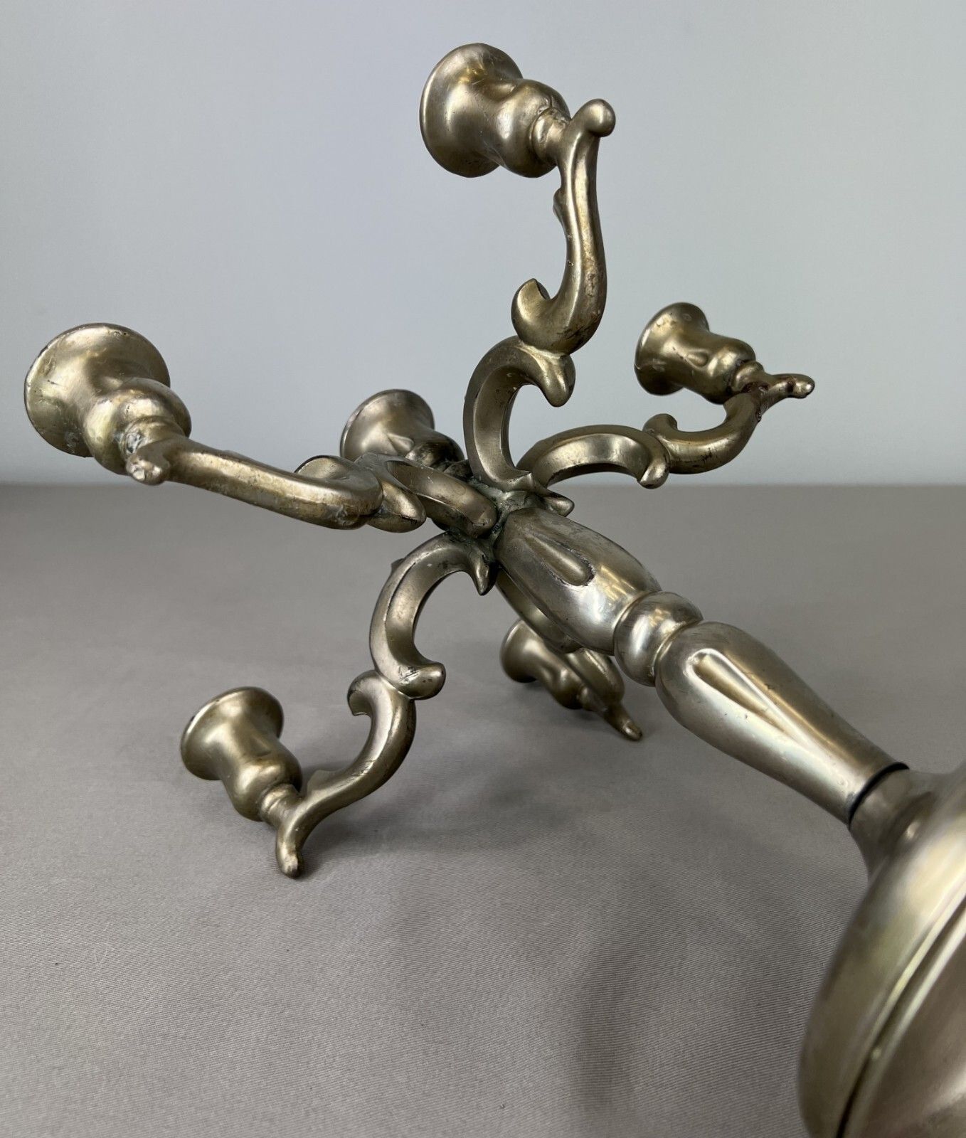 Antique Silver Plated 6 Arm Candelabra – Classic Baroque Style (Lot 3607) photo vintage