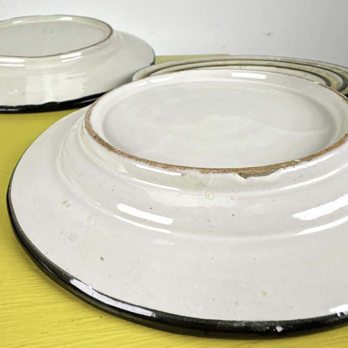Vintage Glazed Terracotta Plates Cas, 5 Pieces photo vintage