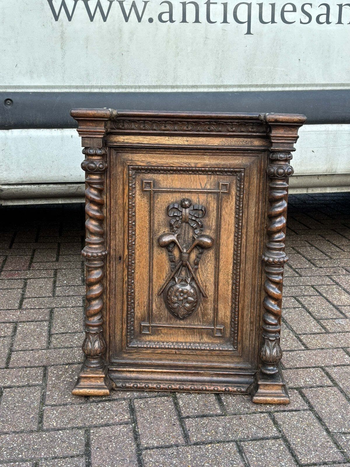 English Early Victorian Carved Smokers Cabinet With Pipe Collection Included. photo 611.0