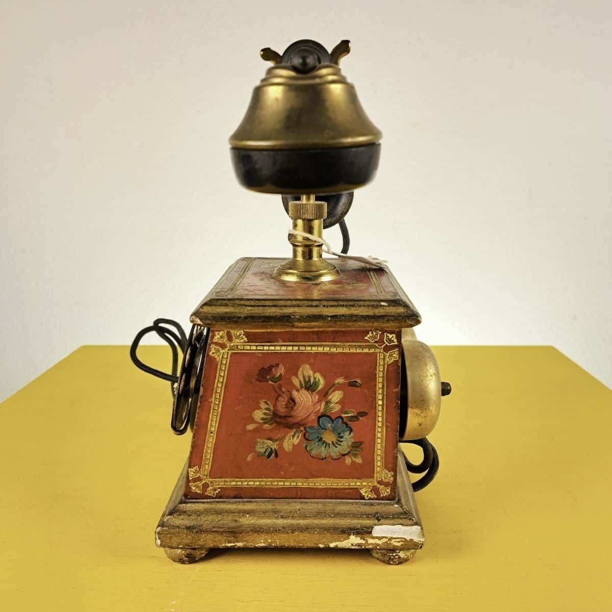 Vintage Telephone In Wood And Metal Hand Painted photo buy
