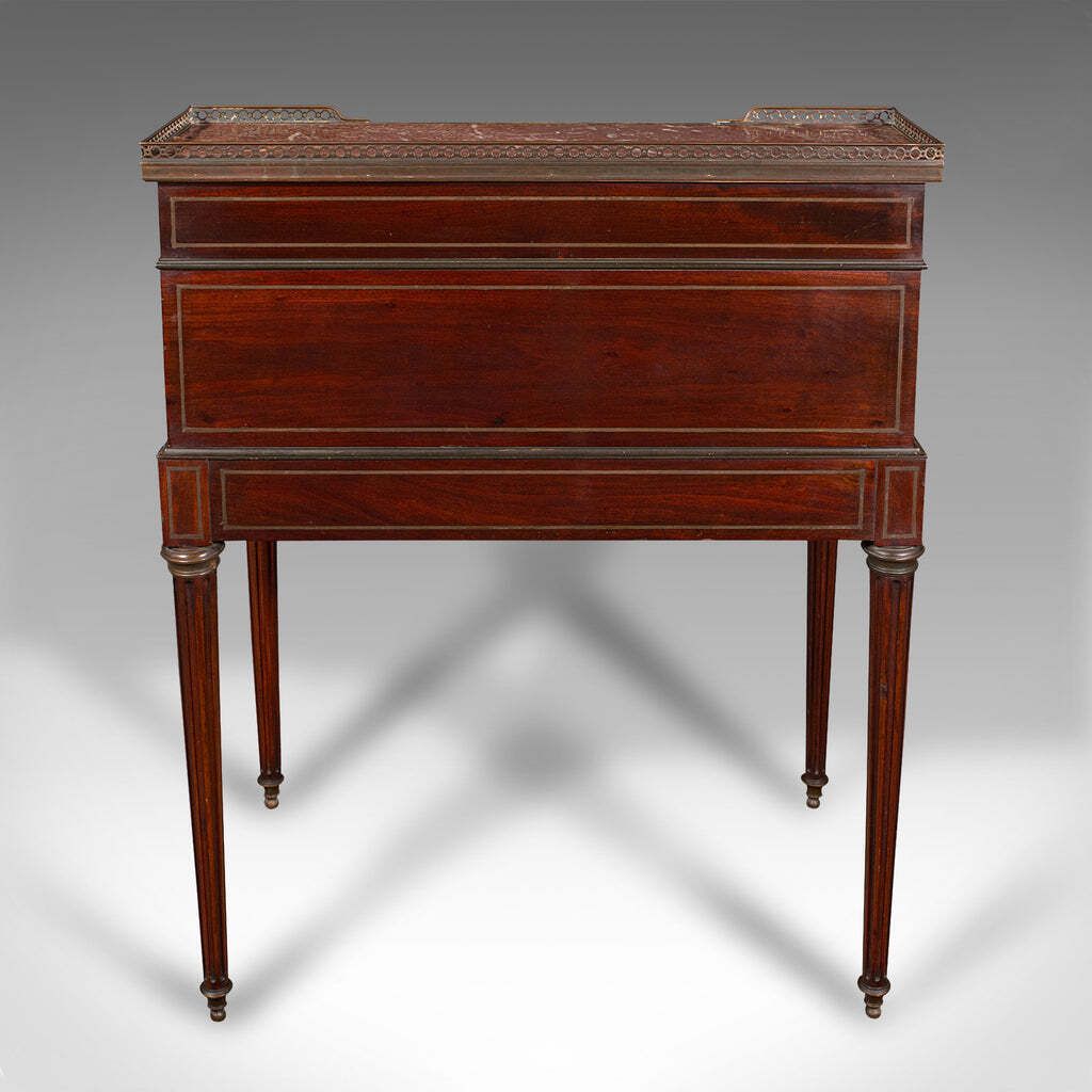 Antique Lady's Writing Desk, French, Marble, Roll Top Bureaux, Victorian, C.1850 photo vinterior