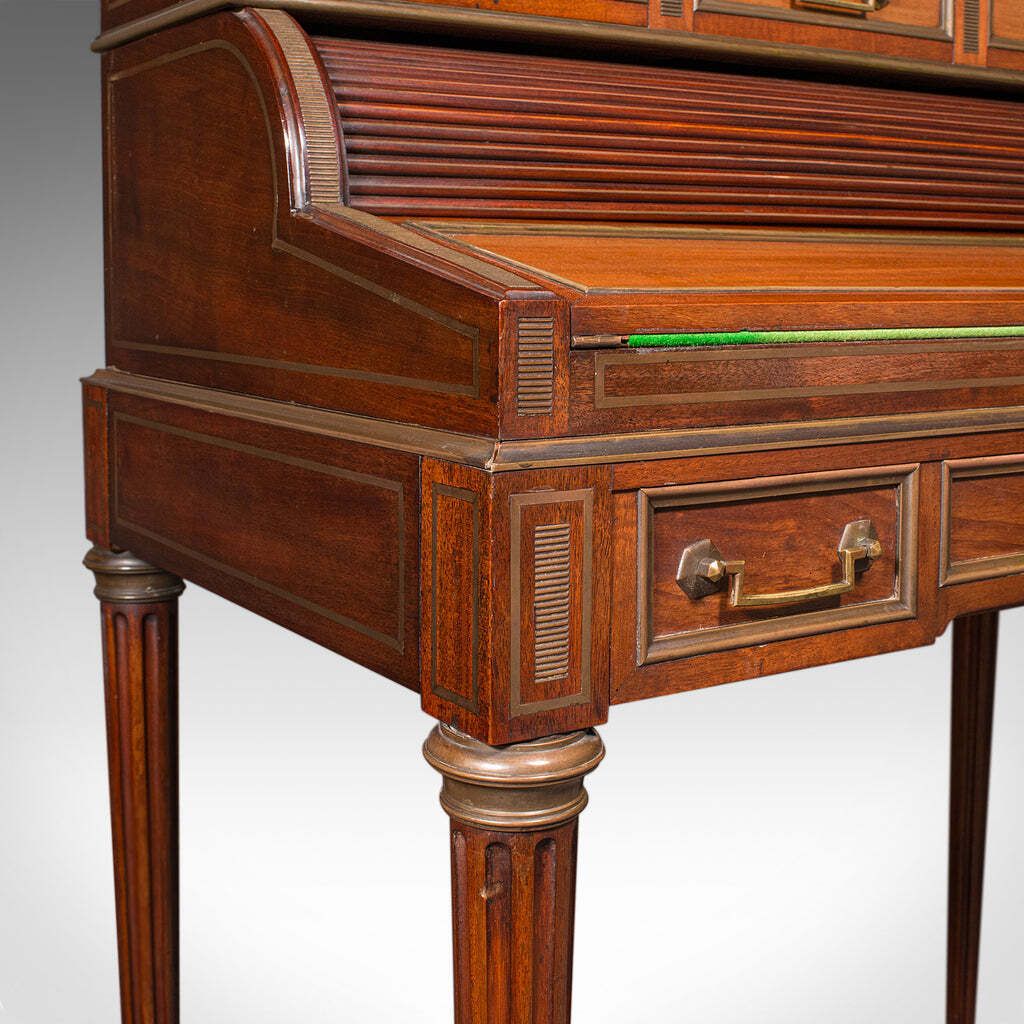 Furniture Antique Lady's Writing Desk, French, Marble, Roll Top Bureaux, Victorian, C.1850 photo