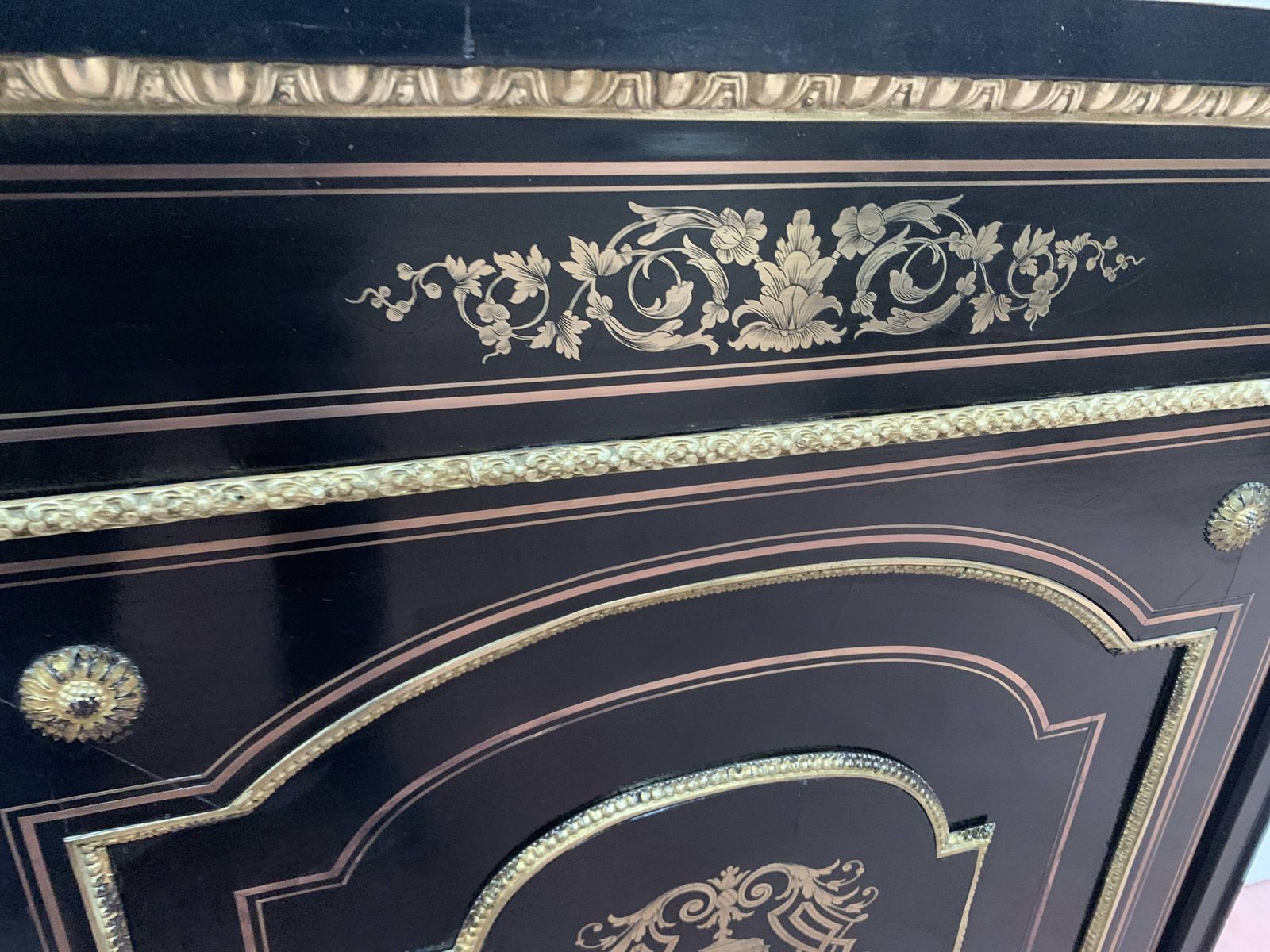 photo furniture Napoleon III Wood And Brass Marquetry Sideboard 19th Century