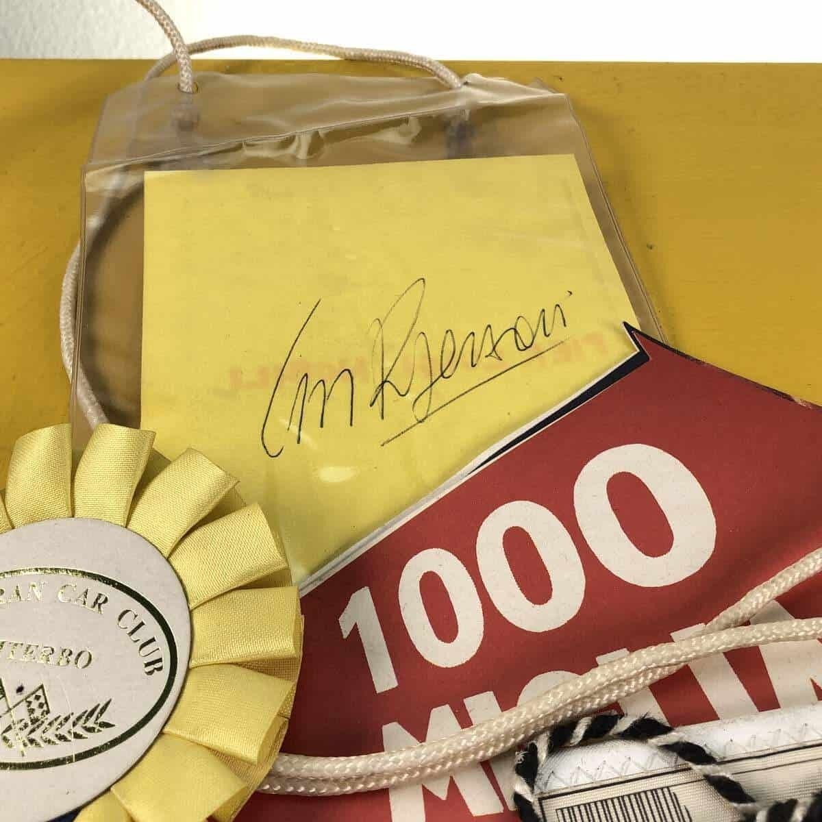 Pennants, Passes, Pins From Vintage Car Rallies And Races   Clay Regazzoni's Autograph Is Present Inside photo Home Decor