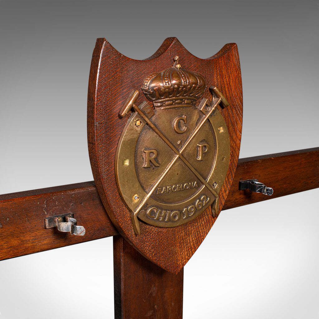 Vintage Barcelona Polo Mallet Stand, Spanish, Oak, Tack, Coat Rack, Mid Century photo vinterior