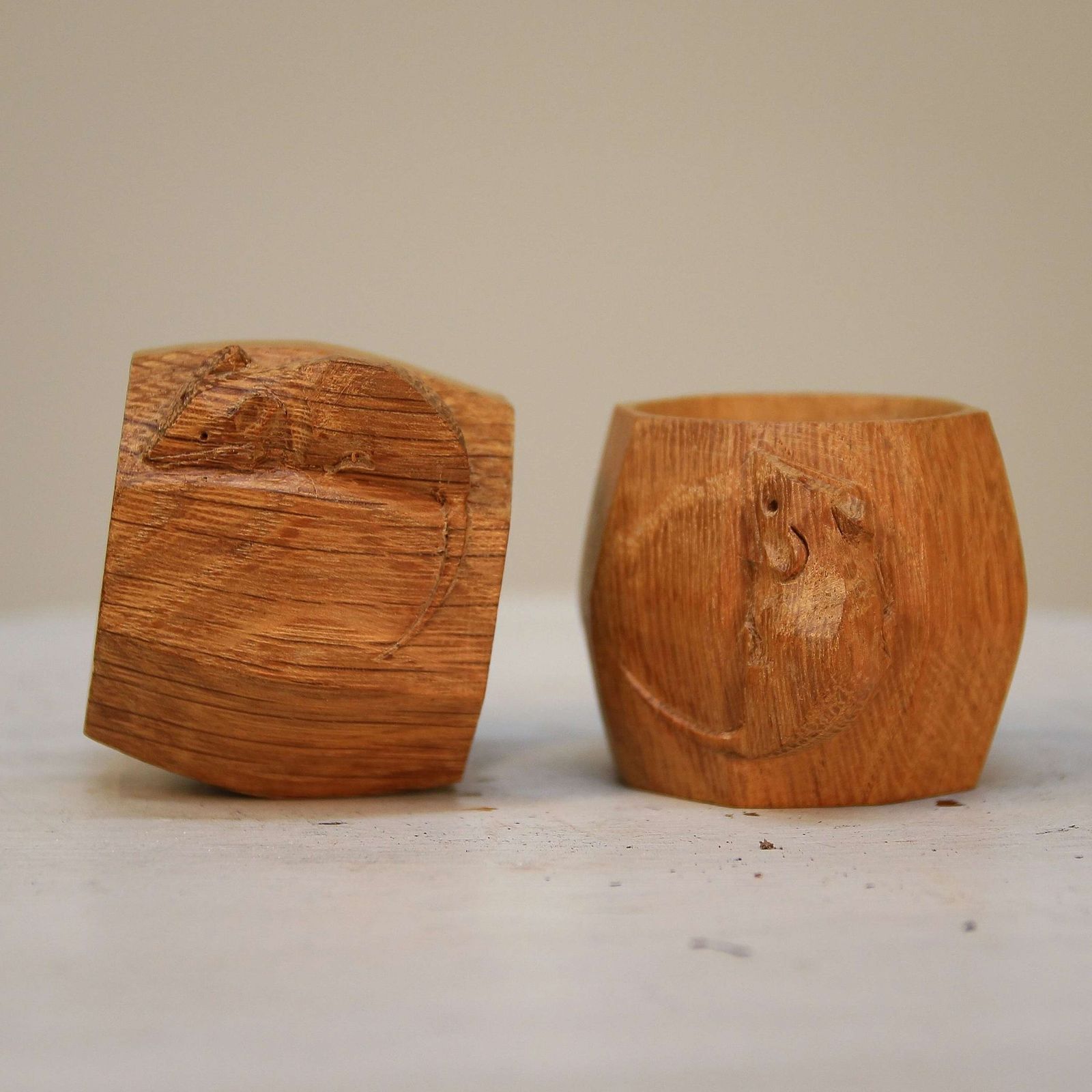 Mouseman Napkin Rings By The Workshop Of Robert "Mouseman" Thompson Of