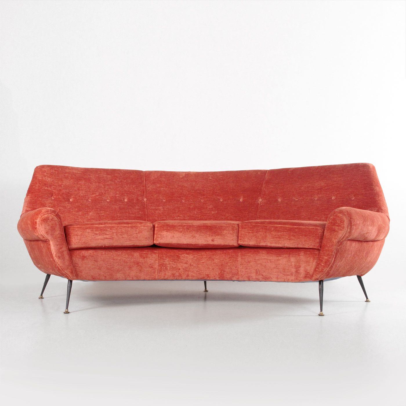 Terracotta Velvet Sofa In The Style Of Gigi Radice, 1960