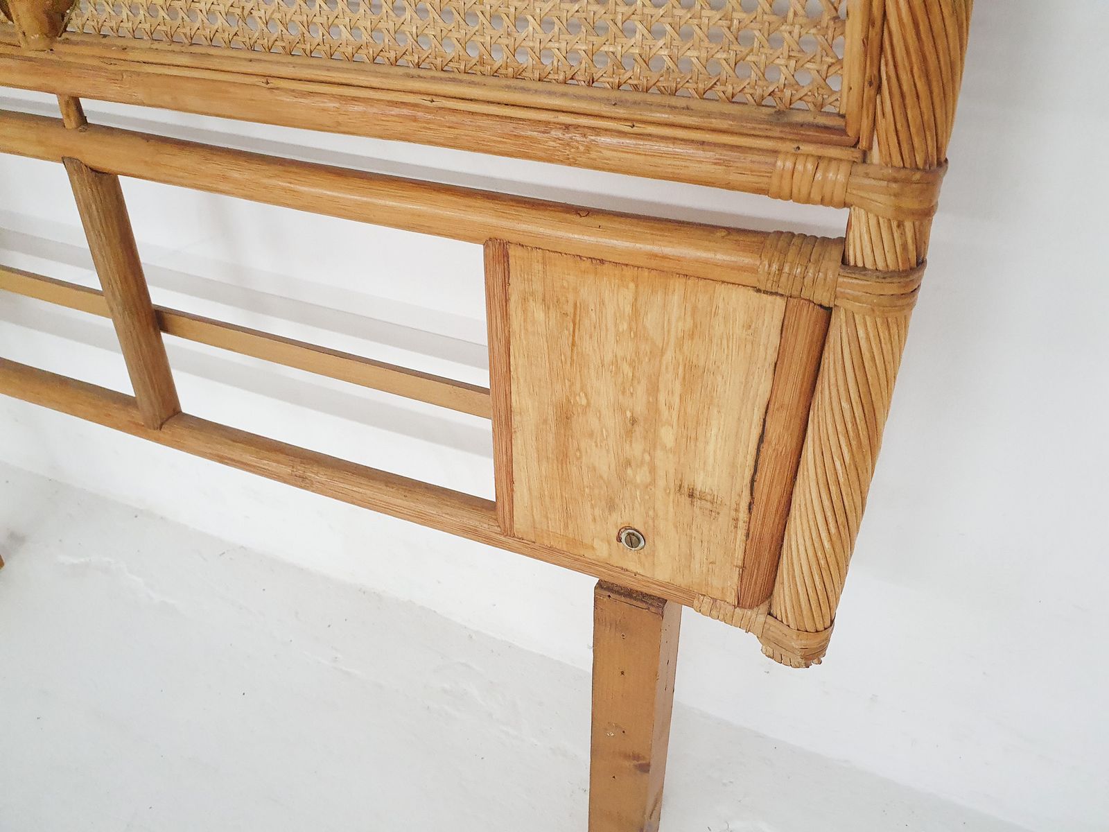 Mid Century Rattan Head Board, 1970's photo vinterior