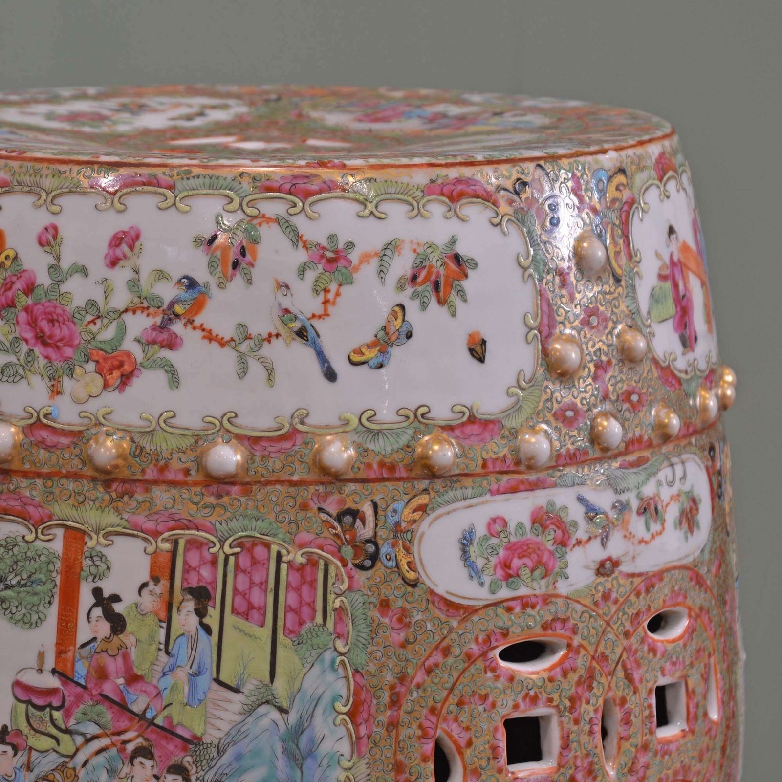 19th Century Chinese Canton Famille Rose Porcelain Garden Seat photo for sale