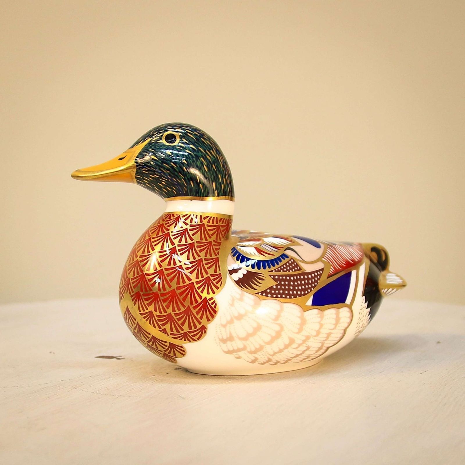 Crown Derby Imari Paperweight Mallard Duck With Silver Stopper photo furniture
