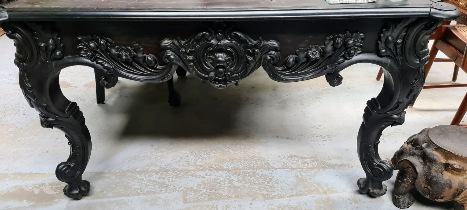 Grand Anglo Indian Colonial Teakwood Table With Leather Top | Handcrafted In Calcutta, Circa 1900 | Victorian Era Statement Piece photo 4995.0
