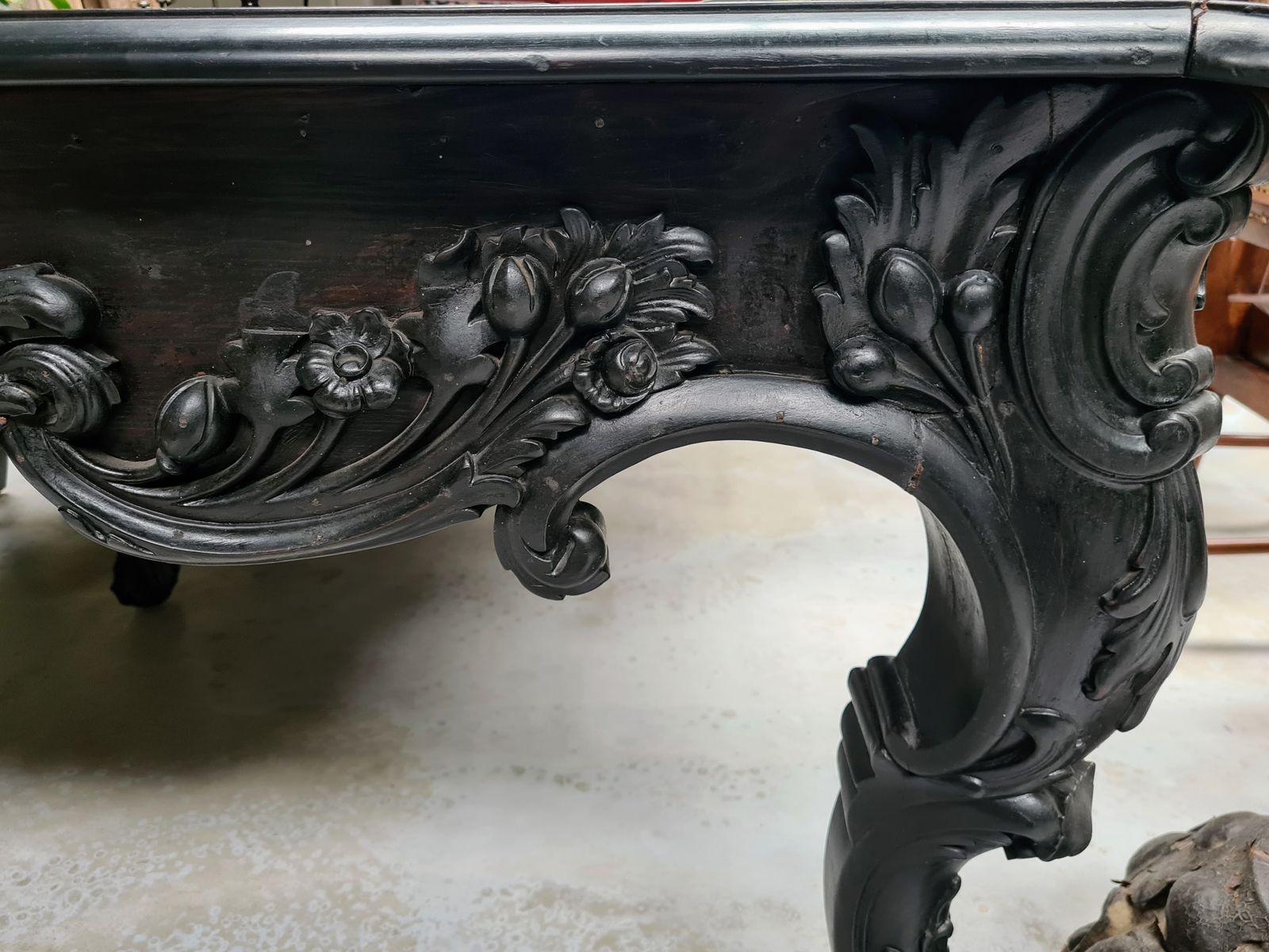 photo for sale Grand Anglo Indian Colonial Teakwood Table With Leather Top | Handcrafted In Calcutta, Circa 1900 | Victorian Era Statement Piece