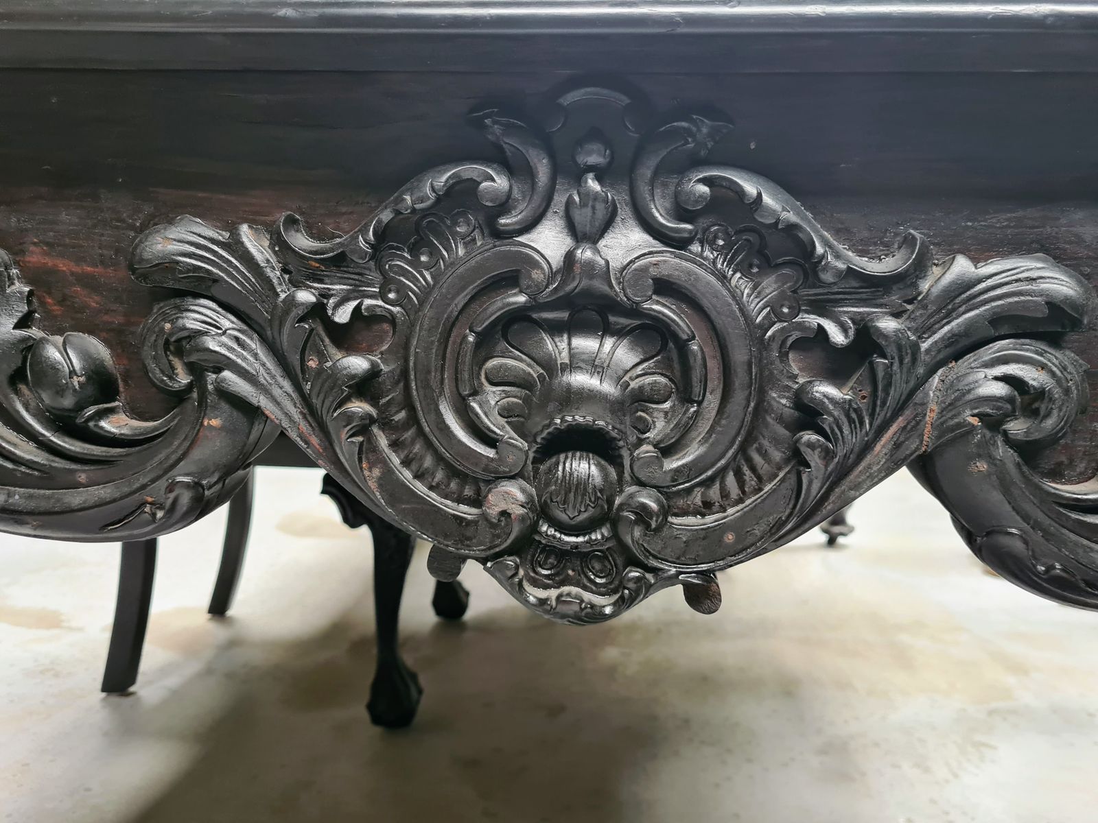 Furniture Grand Anglo Indian Colonial Teakwood Table With Leather Top | Handcrafted In Calcutta, Circa 1900 | Victorian Era Statement Piece photo
