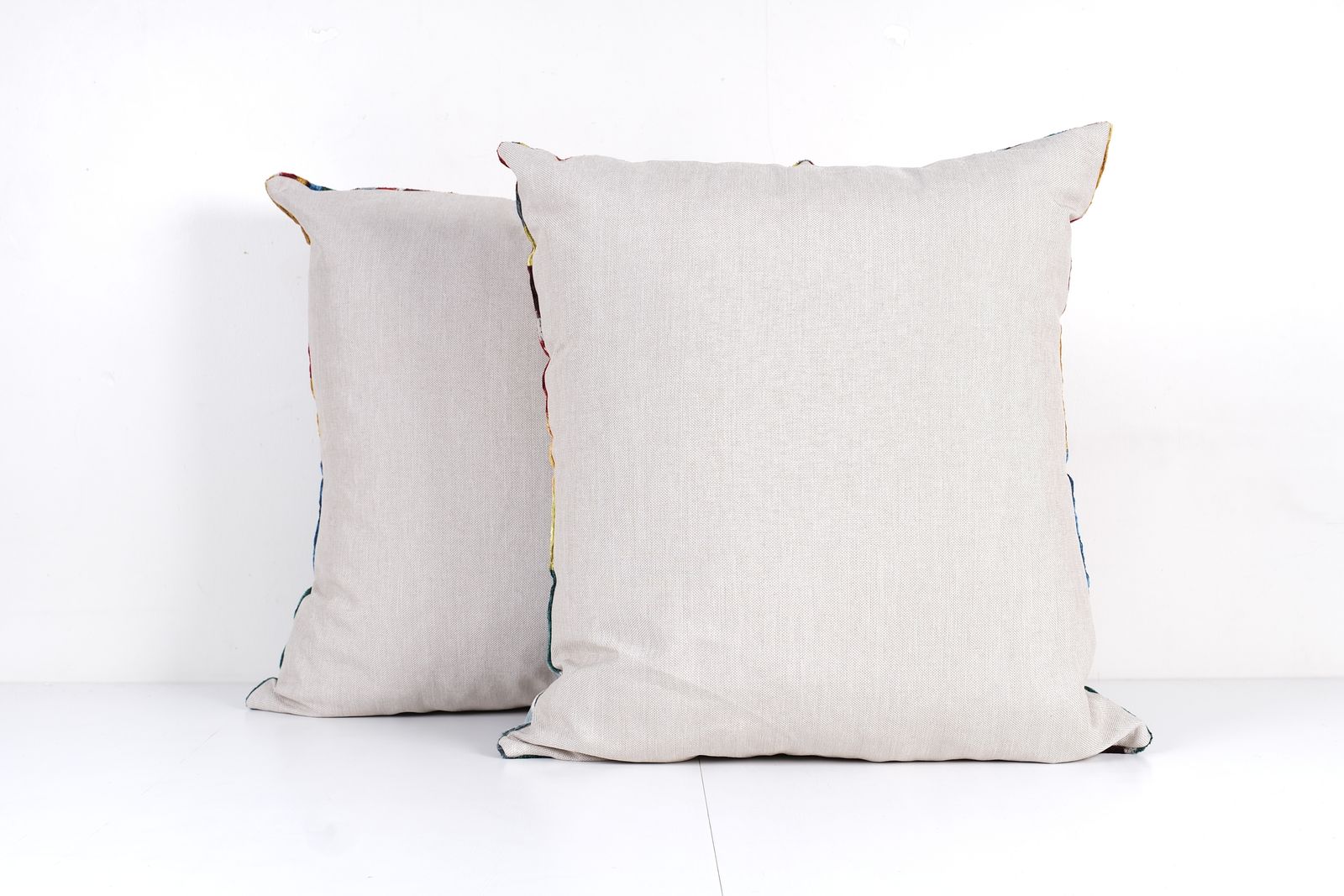 Colorful Striped Ikat Pillow   Set Of Two Square Handwoven Silk Velvet Cushion For Luxurious Home Styling photo furniture