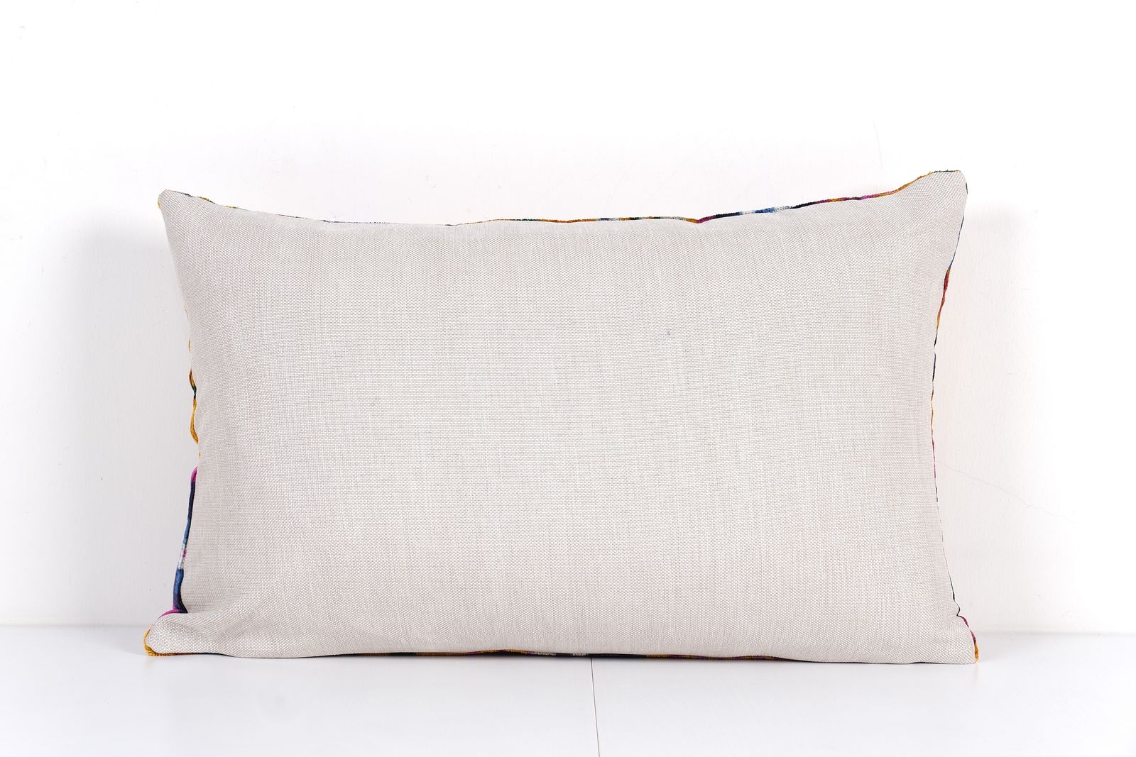 Ikat Velvet And Silk Pillow Cover   Orange And Blue Bohemian Decorative Lumbar Cushion Cover photo Textiles