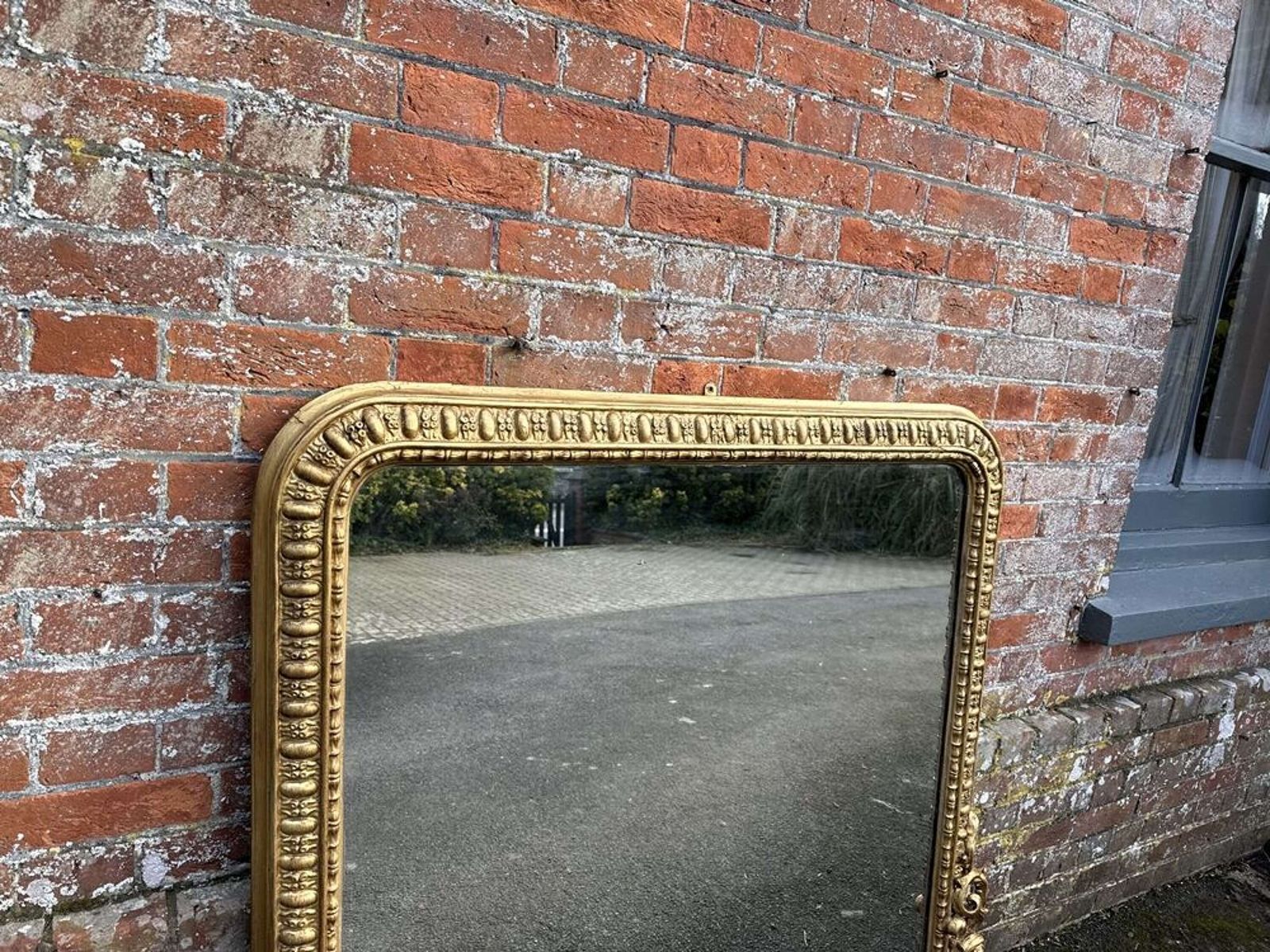 A Superb Large Antique English 19th C Arched Gilt Overmantle Mirror. photo 1295.0