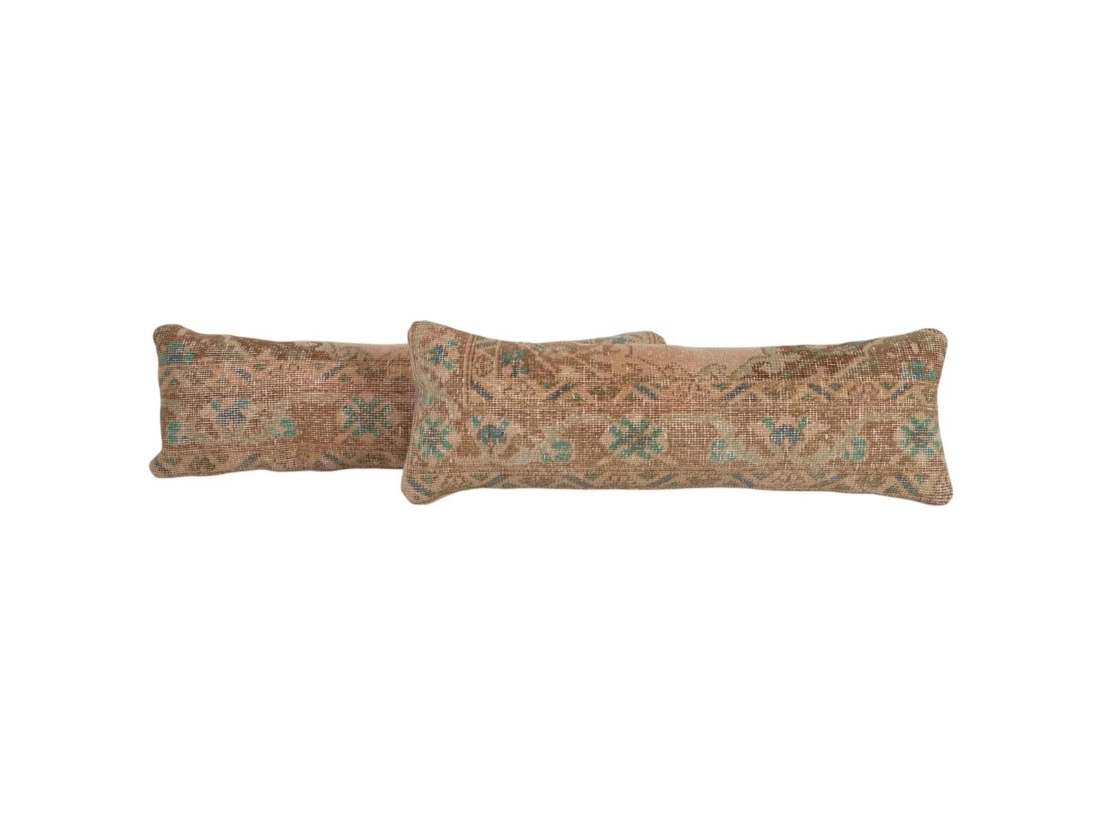 Set Anatolian Bedding Rug Pillow, Pair Ethnic Vintage Handmade Lumbar Cover, Carpet Soft Wool Pillow