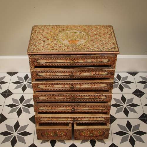 Indian Hand Crafted And Hand Decorated Wooden Spice Cabinet Chest photo 365.0