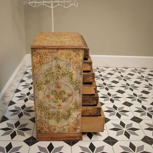 photo for sale Indian Hand Crafted And Hand Decorated Wooden Spice Cabinet Chest