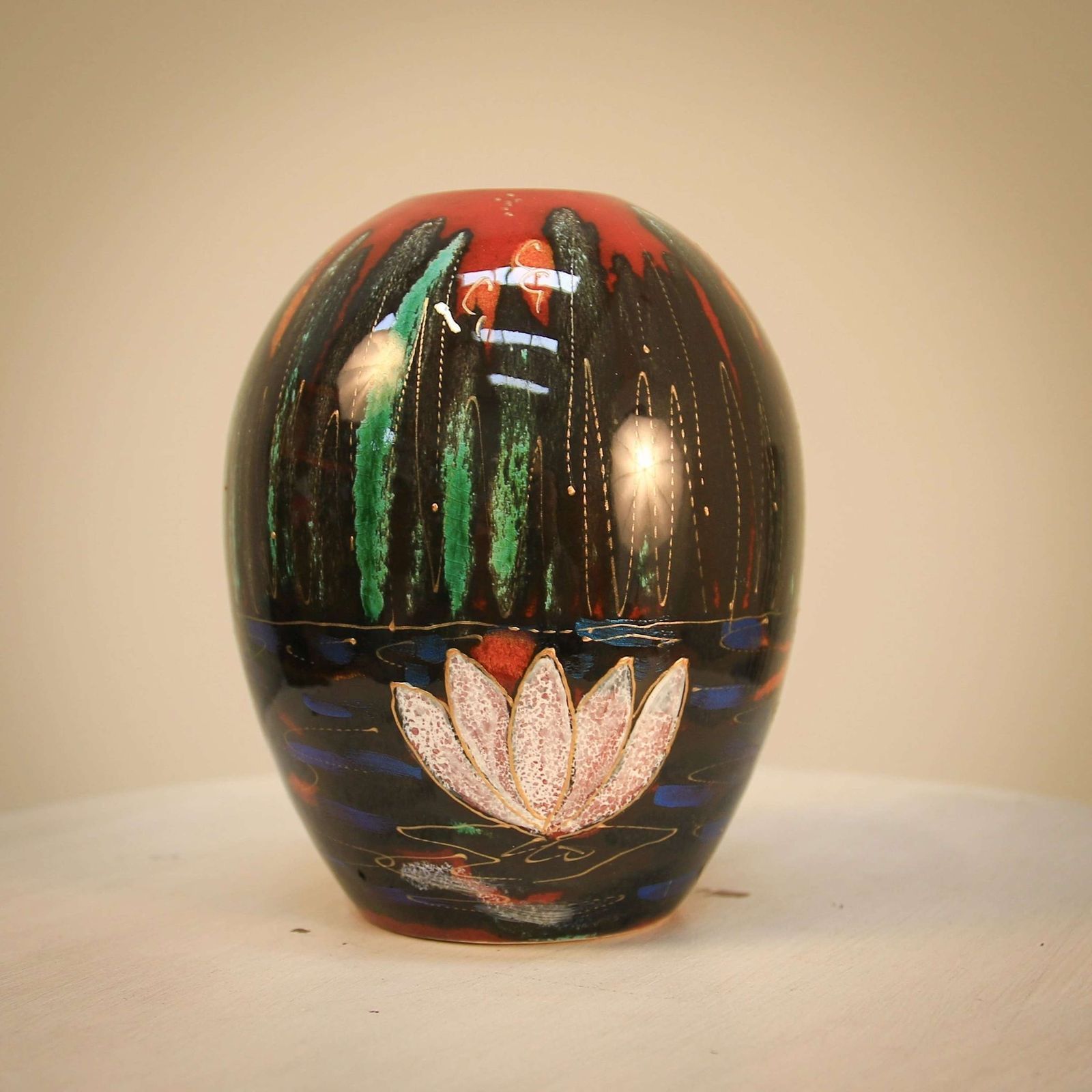 Anita Harris Rare Fantasy Landscape Ovoid Vase photo for sale