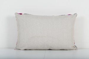 Fuchsia Silk Velvet Pillow Cover, Geometric Ikat Lumbar Velvet Pillow Cover photo for sale