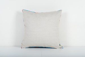 Square Blue Boho Velvet Silk Ikat Velvet Pillow   Red And Yellow Tulip Design Cushion photo Textiles