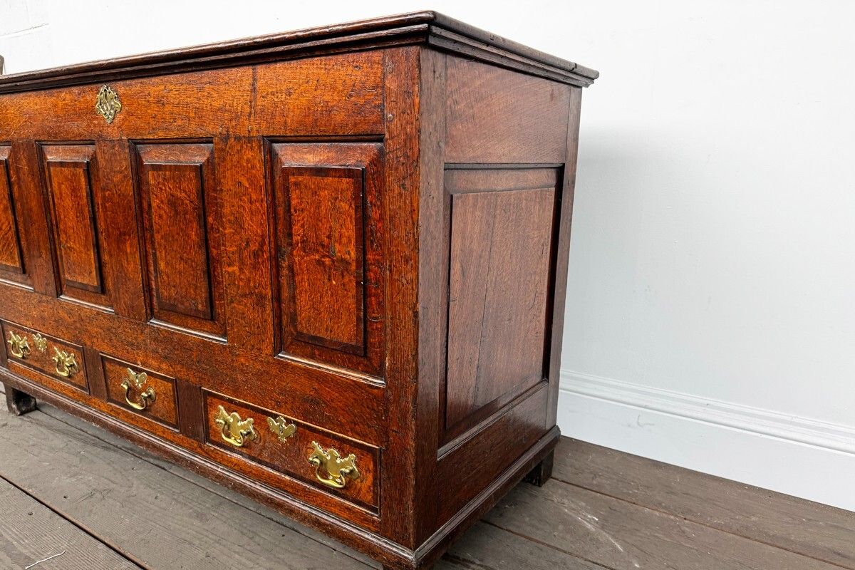 Antique 18th Century Georgian Oak Crossbanded Mule Chest photo 1250.0