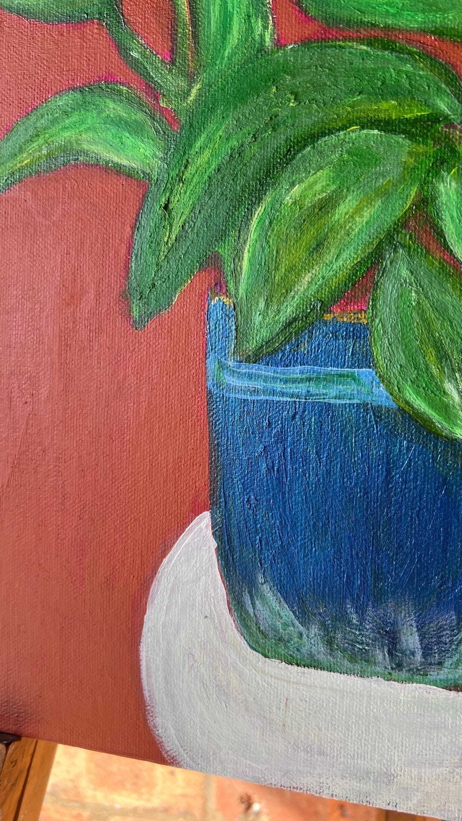 Oil Painting On Canvas – Peace Lily Plant Still Life photo Art