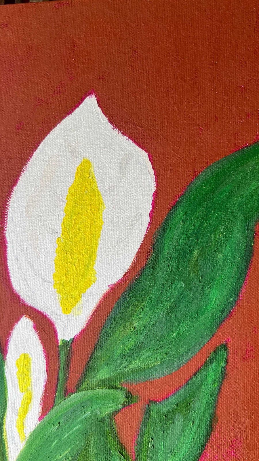 Oil Painting On Canvas – Peace Lily Plant Still Life photo vinterior