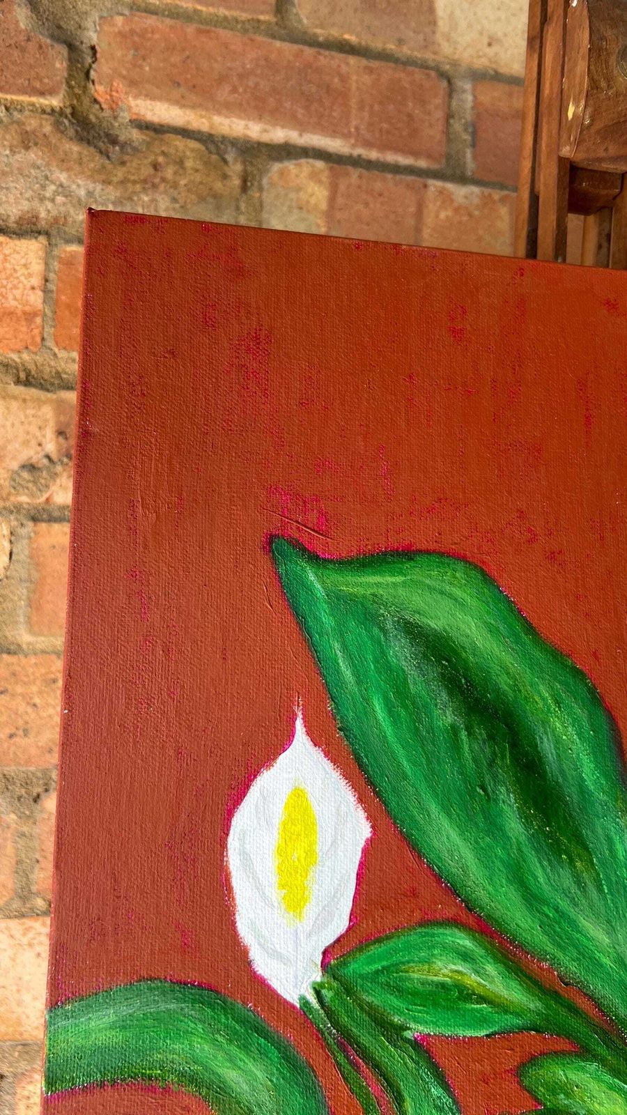 Oil Painting On Canvas – Peace Lily Plant Still Life photo buy