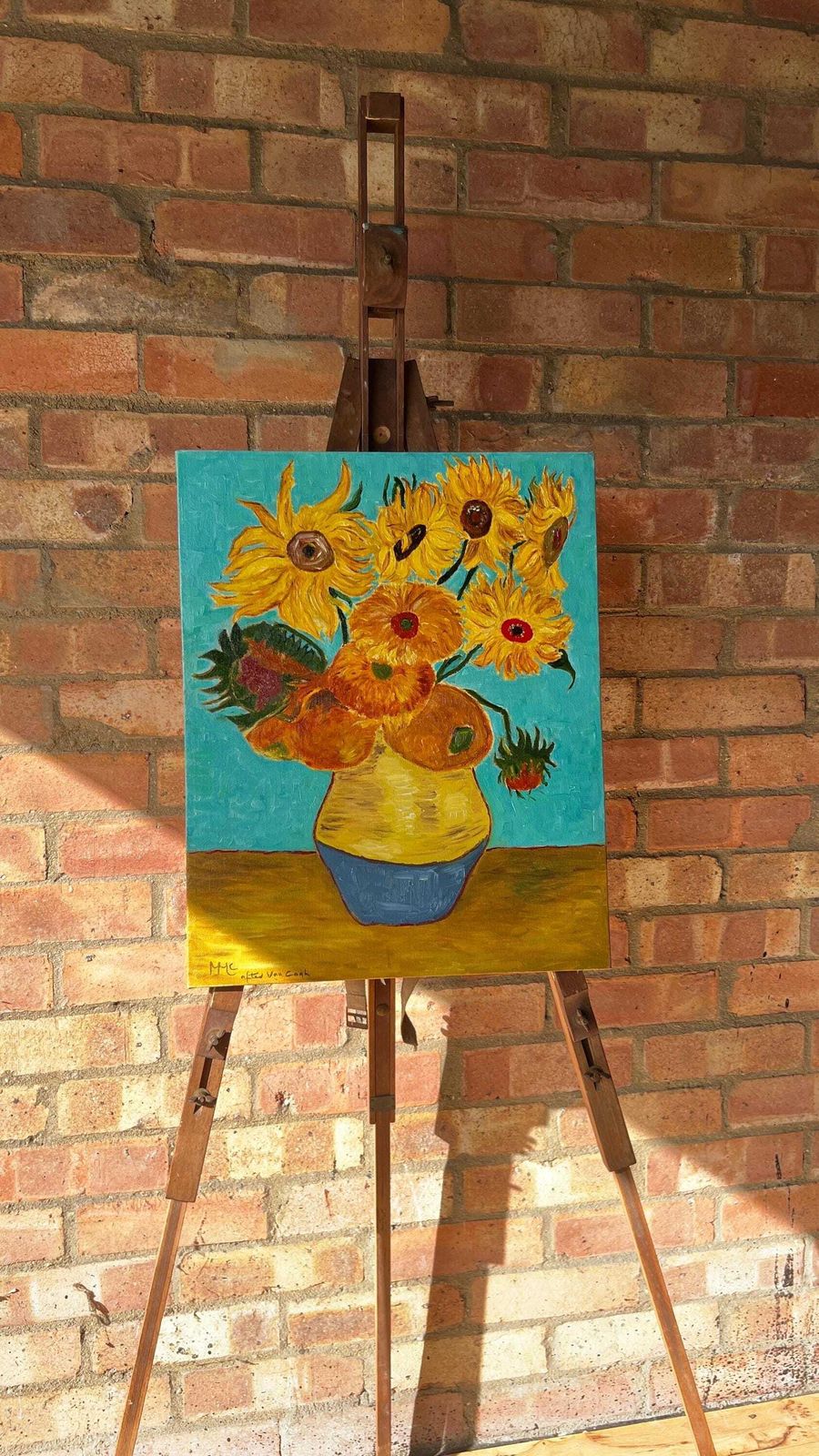 Original Oil Painting Of Sunflowers, After Van Gogh, By Margaret Mcandrew photo furniture