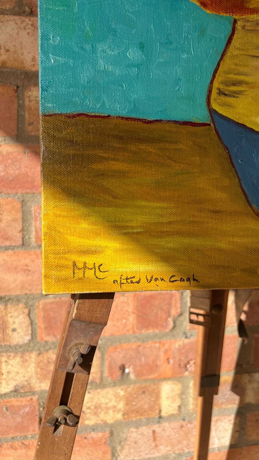 Original Oil Painting Of Sunflowers, After Van Gogh, By Margaret Mcandrew photo for sale
