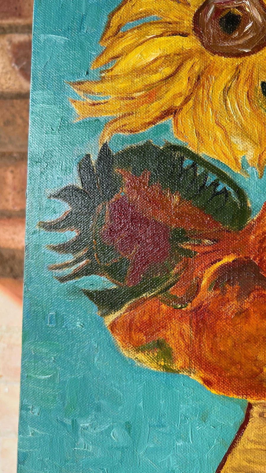 Original Oil Painting Of Sunflowers, After Van Gogh, By Margaret Mcandrew photo 229.0