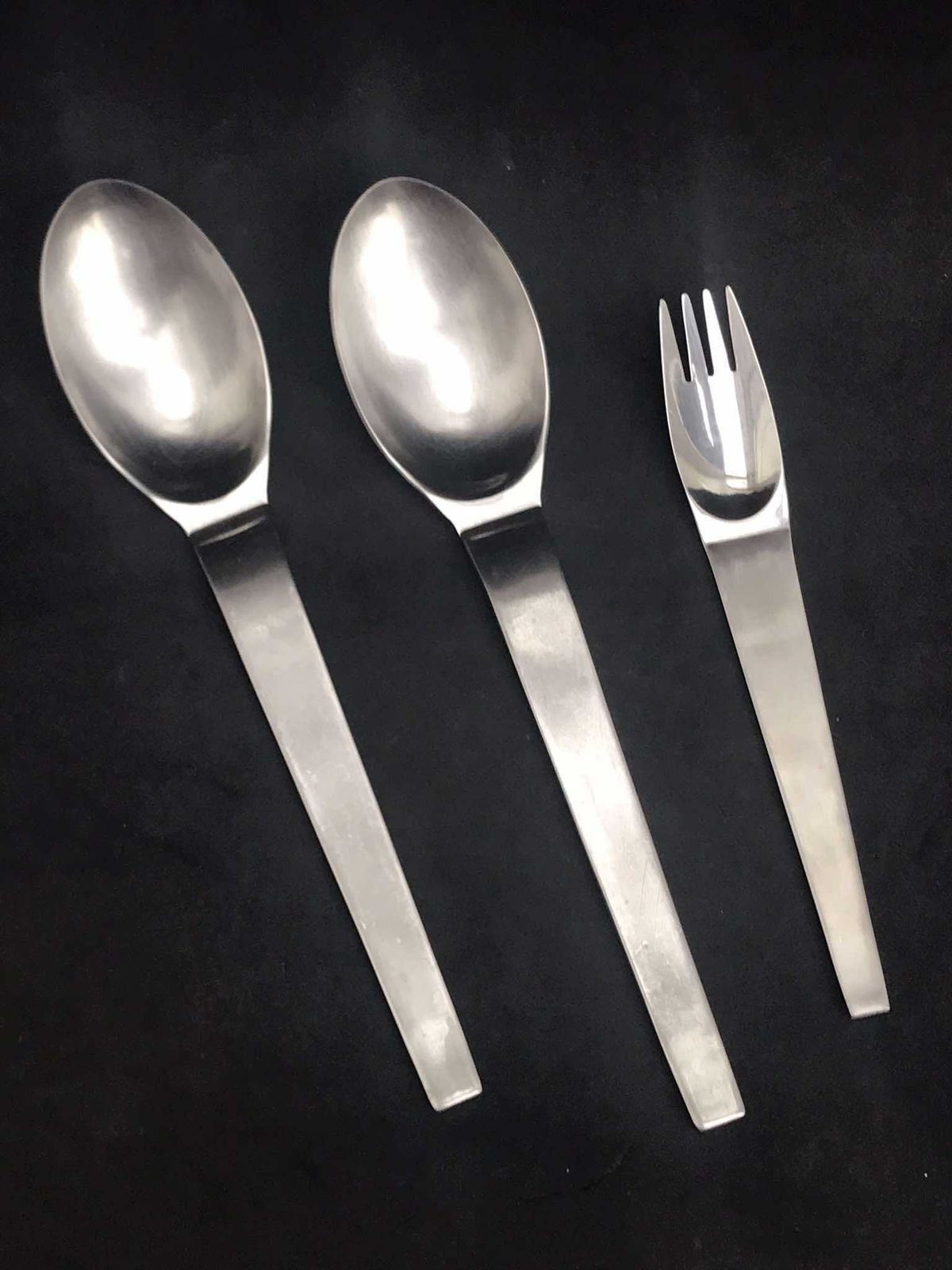 photo for sale Modernist Flatware Spare 2 Soup Spoons 1 Fork Carl Auböck Design For Morinox And Amboss 50s Post Modern Lunik 2060 Modern Austrian Design