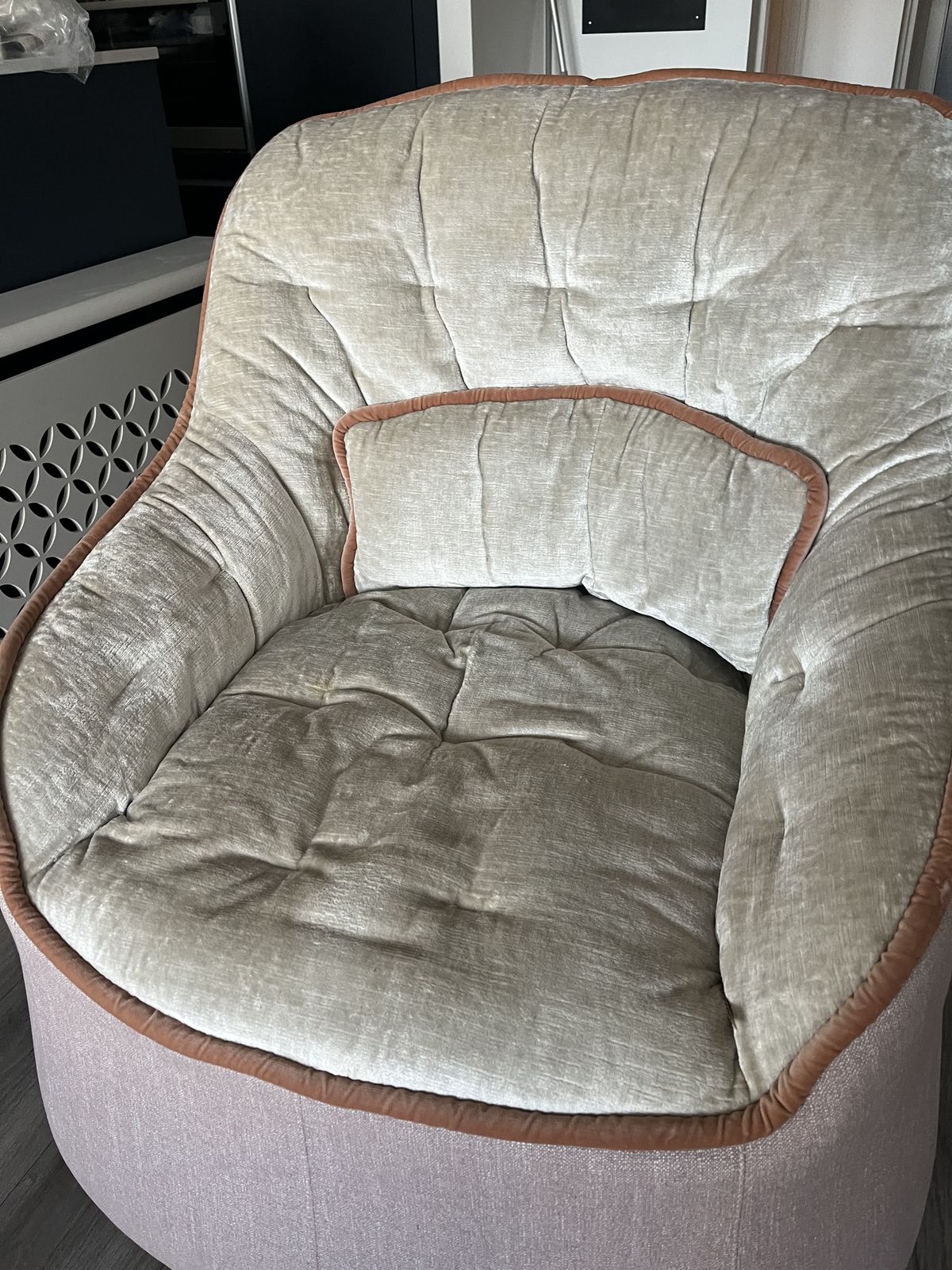 Swan Italy Ciprea Swivel Base Chair And Footstool photo for sale