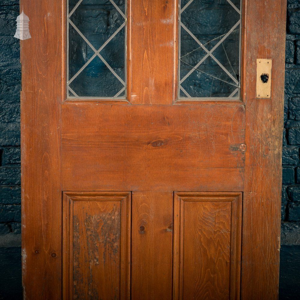 Half Glazed Door – Diamond Pattern Leaded Glass, Moulded Panels photo Home Fixtures